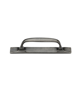 Rustic Pewter Cabinet Pull Handle on Plate
