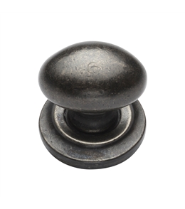 Rustic Pewter Oval Cabinet Knob on Rose