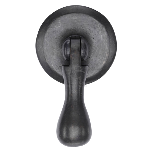 Rustic Bronze Cabinet Drop Pull On Round Plate