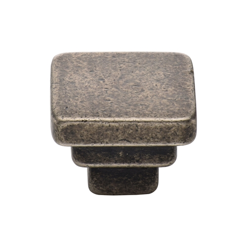 Rustic Bronze Cabinet Knob Square Stepped Design