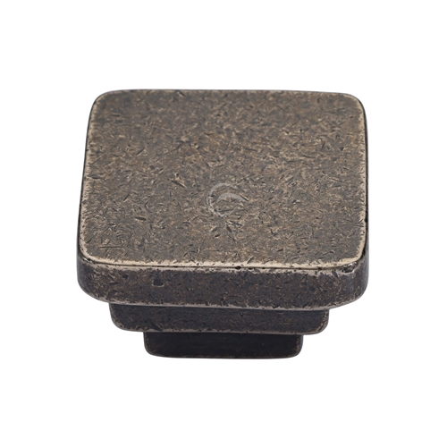 Rustic Bronze Cabinet Knob Square Stepped Design