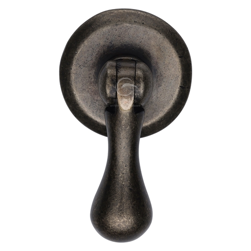 Rustic Bronze Cabinet Drop Pull On Round Plate