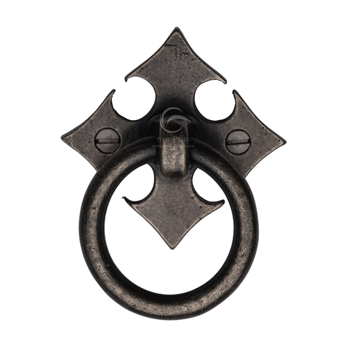 Rustic Bronze Fleur-De-Lys Cabinet Ring Drop Pull