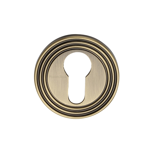 Heritage Brass Euro Profile Cylinder Escutcheon Antique Brass Finish 6713