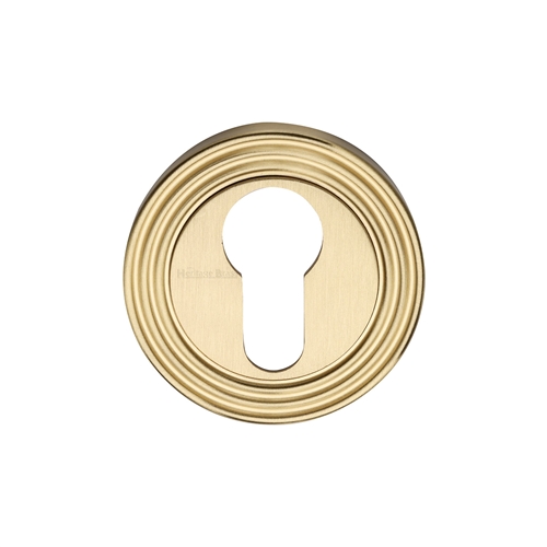 Heritage Brass Euro Profile Cylinder Escutcheon Satin Brass Finish 8492