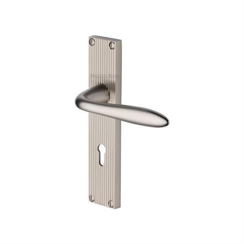 Sutton Reeded Door Handle on Plate