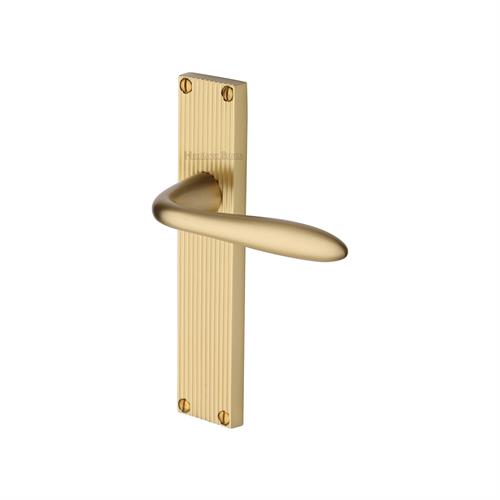 Sutton Reeded Door Handle on Plate