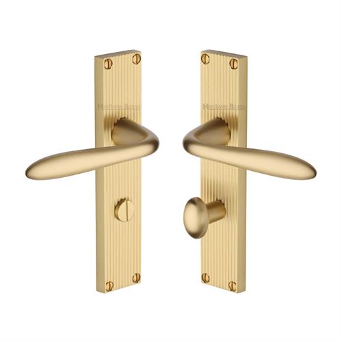 Sutton Reeded Door Handle on Plate