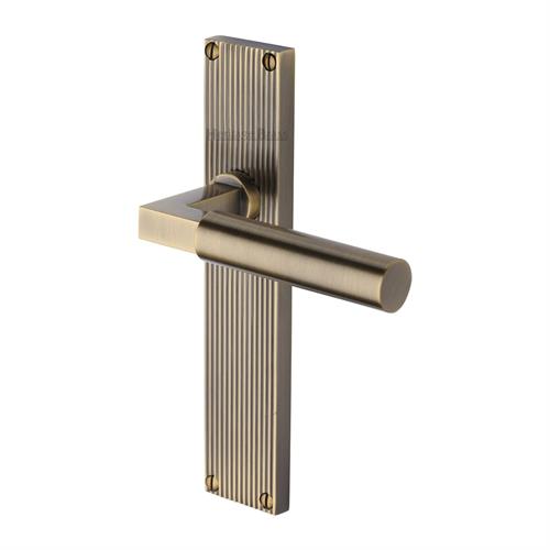 Bauhaus Reeded Door Handle on Plate