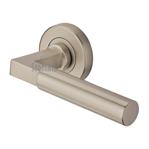 Sorrento Door Handle on Round Rose Gropius Bau Design