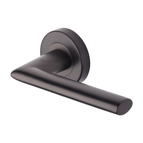 Heritage Brass Door Handle Lever Latch On Round Rose Admiralty Design Matt Bronze Finish 7893