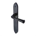 Black Iron Hadley Door Handle on Plate