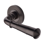 Bridgetown Reeded Door Handle on Round Rose