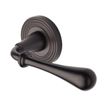 Roma Reeded Door Handle on Round Rose