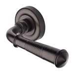 Colonial Reeded Door Handle on Round Rose