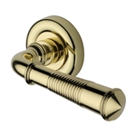 Colonial Reeded Door Handle on Round Rose