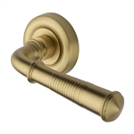 Colonial Reeded Door Handle on Round Rose