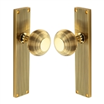 Beehive Reeded Mortice Knob on Plate 