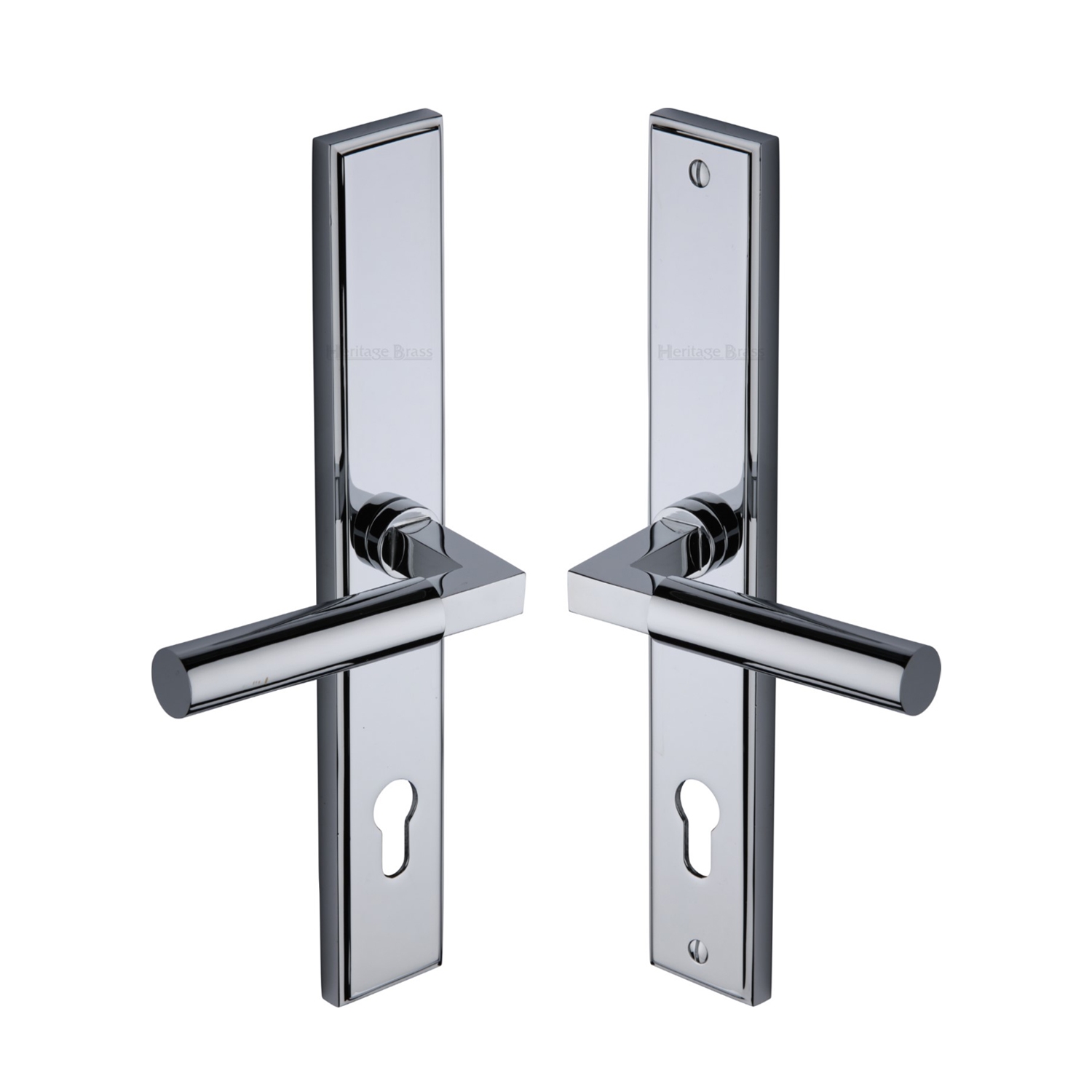 Heritage Brass Multi Point Door Handle Lever Lock Bauhaus Lh Design Polished Chrome Finish 1166