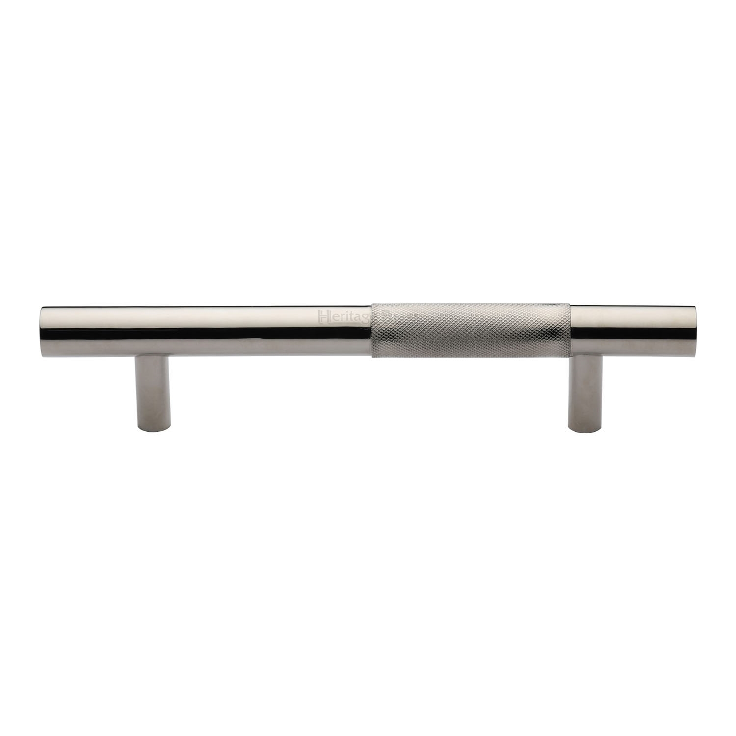 Heritage Brass Door Pull Handle Bar Knurled Design 203mm Polished Nickel Finish