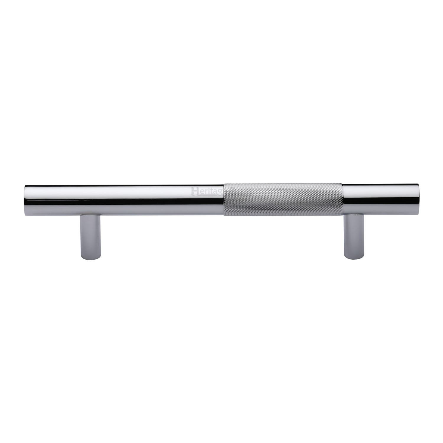 Heritage Brass Door Pull Handle Bar Knurled Design 203mm Polished Chrome Finish