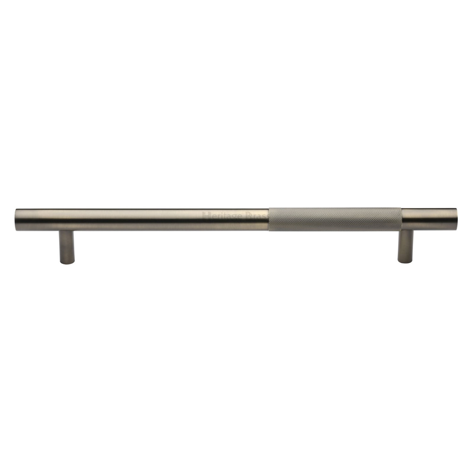 Heritage Brass Door Pull Handle Bar Knurled Design 355mm Antique Brass