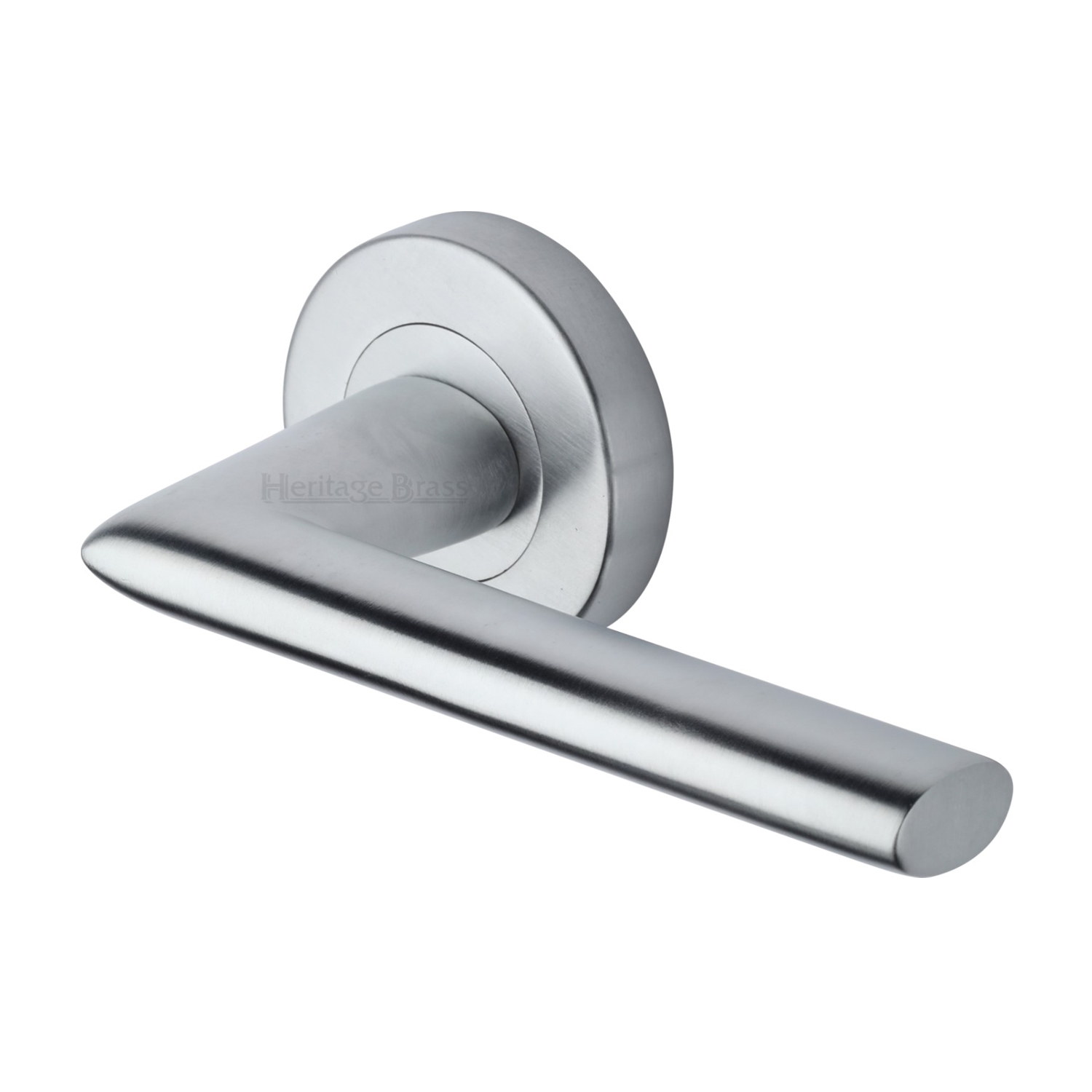 Heritage Brass Door Handle Lever Latch On Round Rose Admiralty Design Satin Chrome Finish 6503