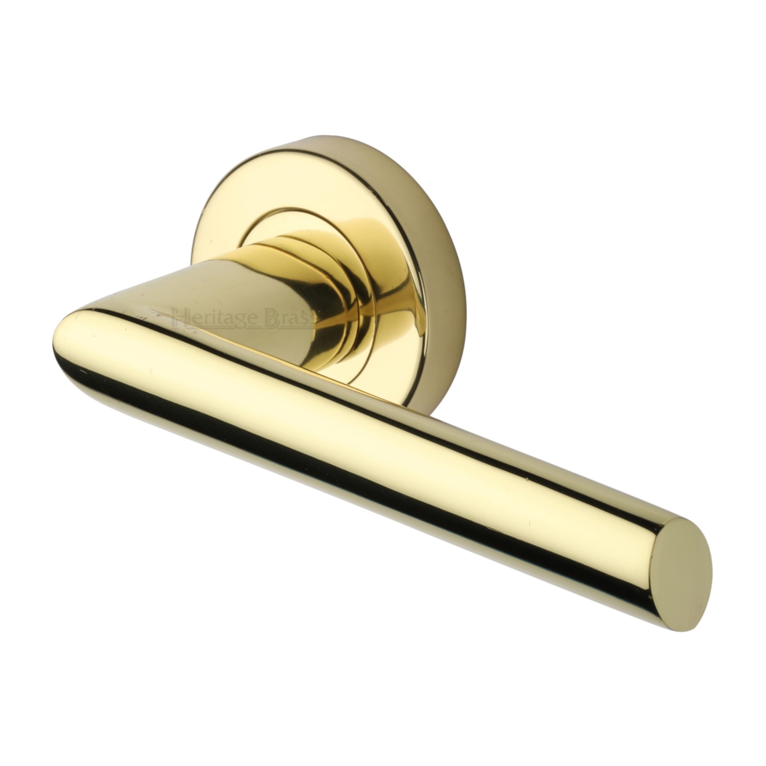 Heritage Brass Door Handle Lever Latch On Round Rose Mercury Design Polished Brass Finish 4975