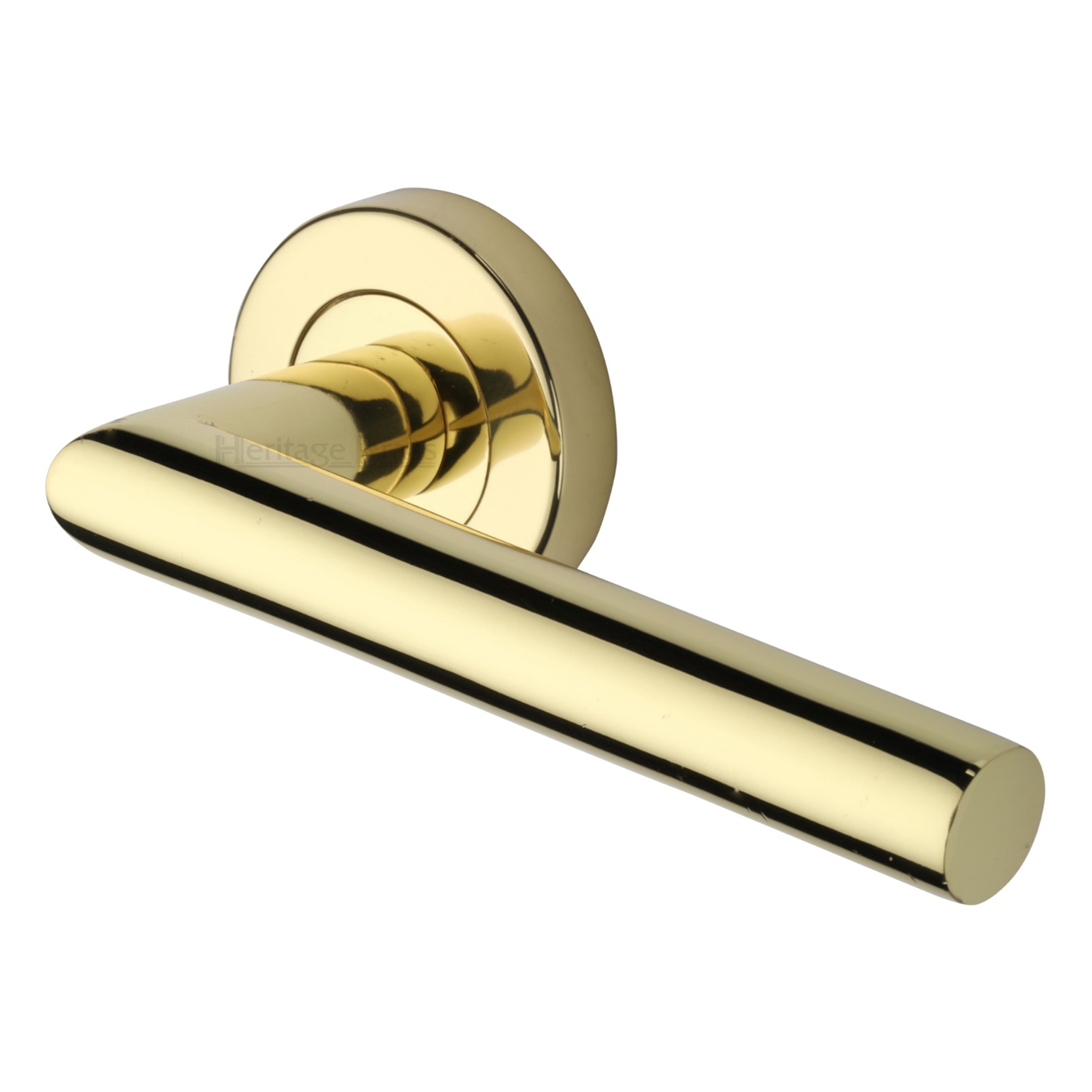 Heritage Brass Door Handle Lever Latch On Round Rose Athena Design Polished Brass Finish 6992