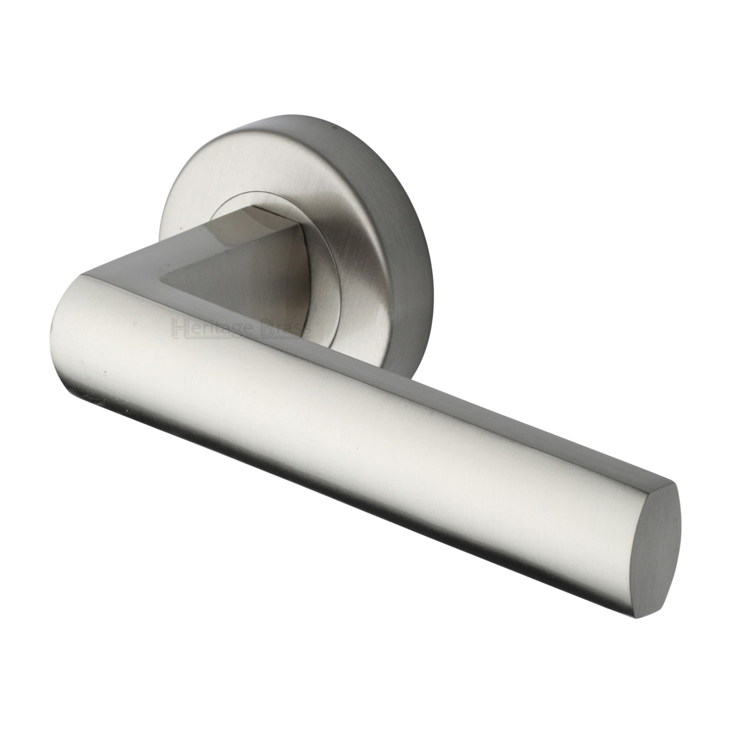 Heritage Brass Door Handle Lever Latch On Round Rose Poseidon Design Satin Nickel Finish 7079