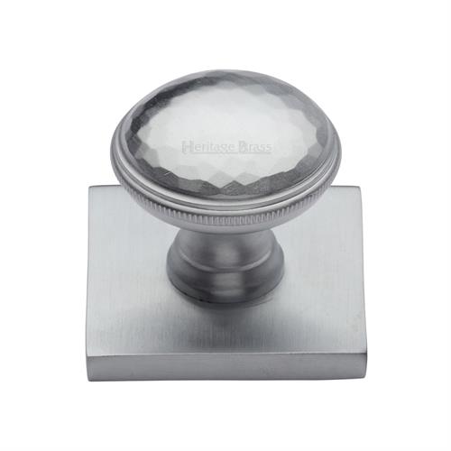 Diamond Cut Cabinet Knob with Square Backplate