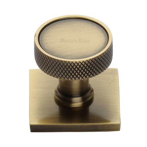 Florence Knurled Cabinet Knob with Square Backplate
